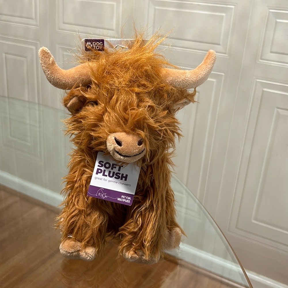 Highland Cow dog toy  9.5'' soft plush whit squeaker